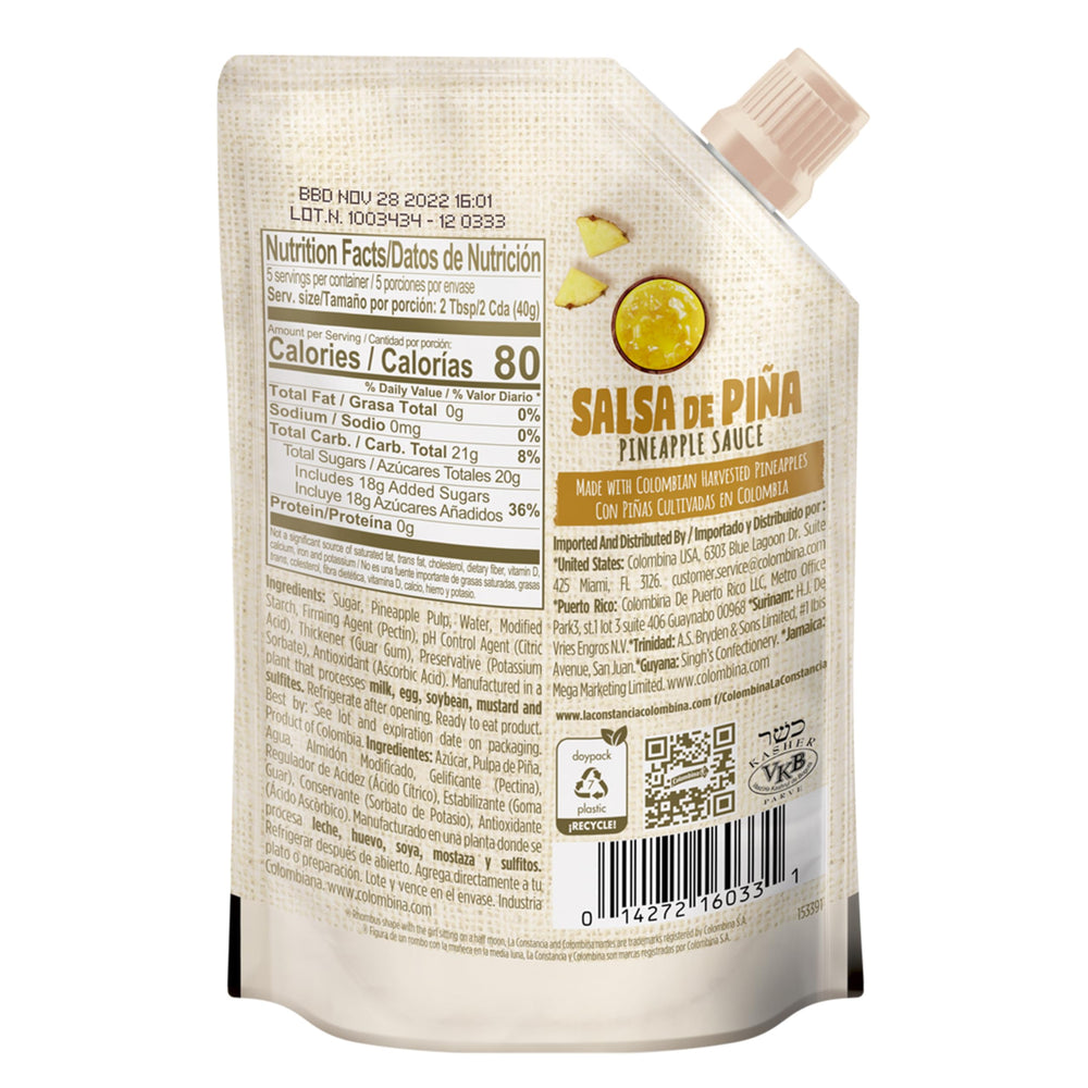 La Constancia Pineapple Salsa fruit dip pairs with pineapple strawberries apples