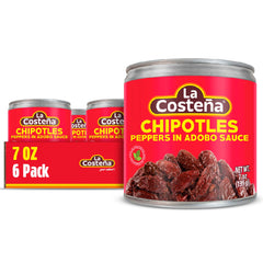 La Costeña chipotle peppers in adobo sauce jar front provides quick flavor boosts.