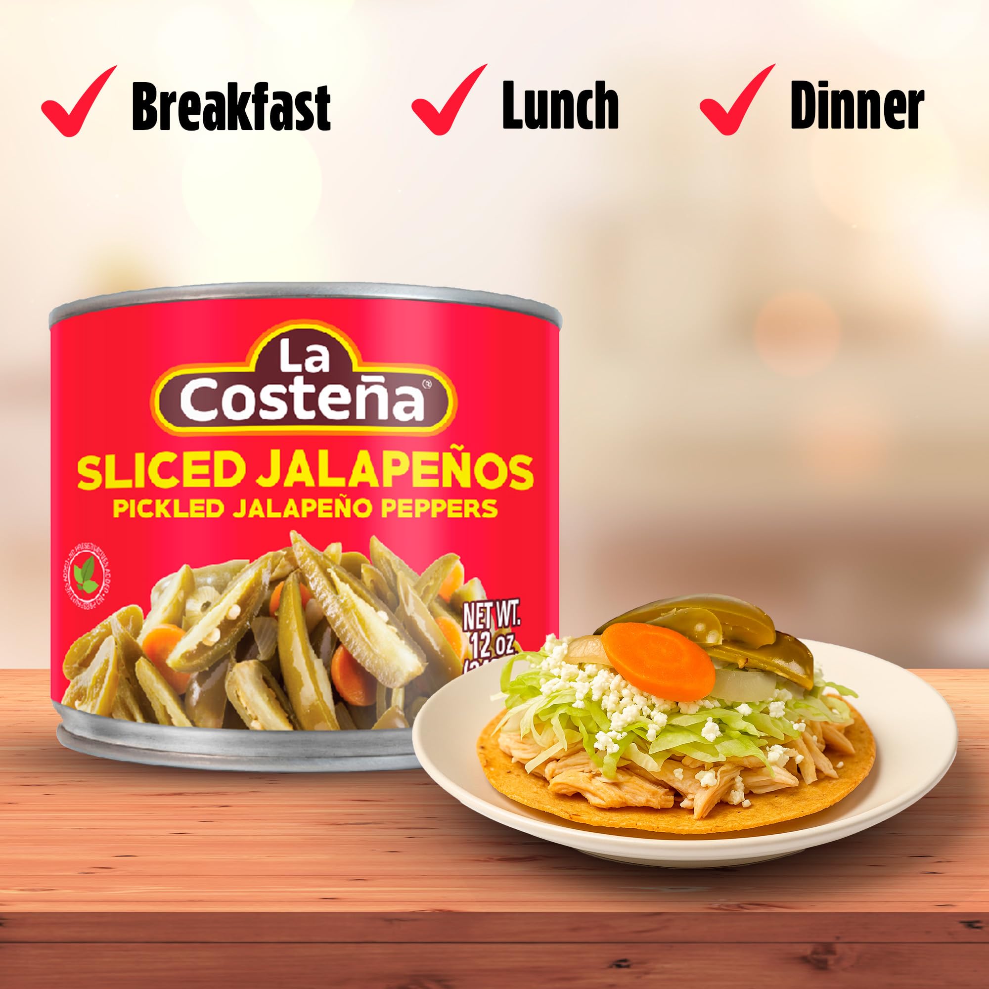 La Costeña jalapenos crisp salad addition for color and zing.