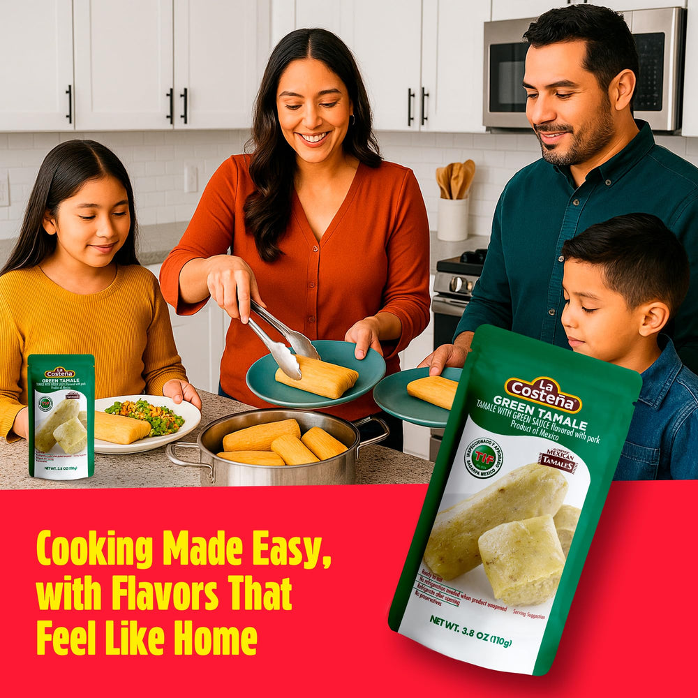 La Costena masa-corn-meal-texture captures soft masa texture for quick microwavable meals