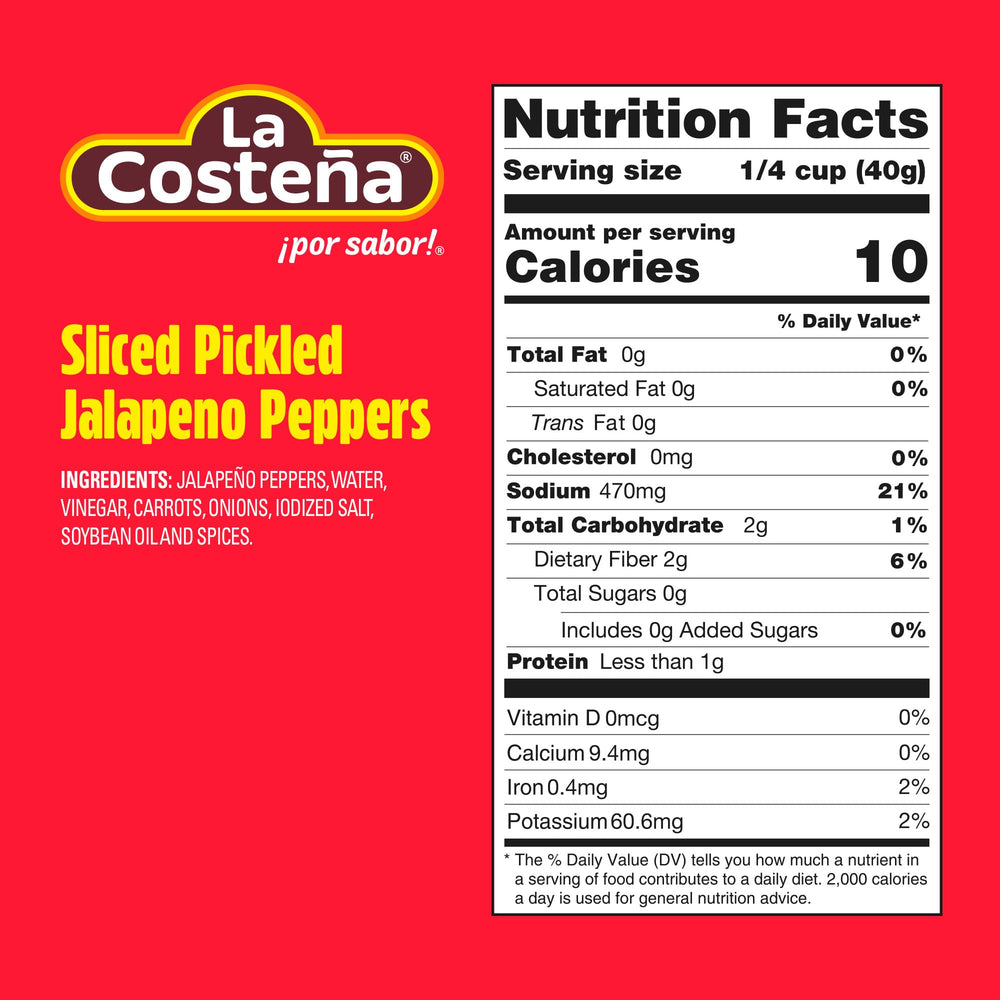 La Costeña pickled jalapenos slices brine ready to elevate tacos.
