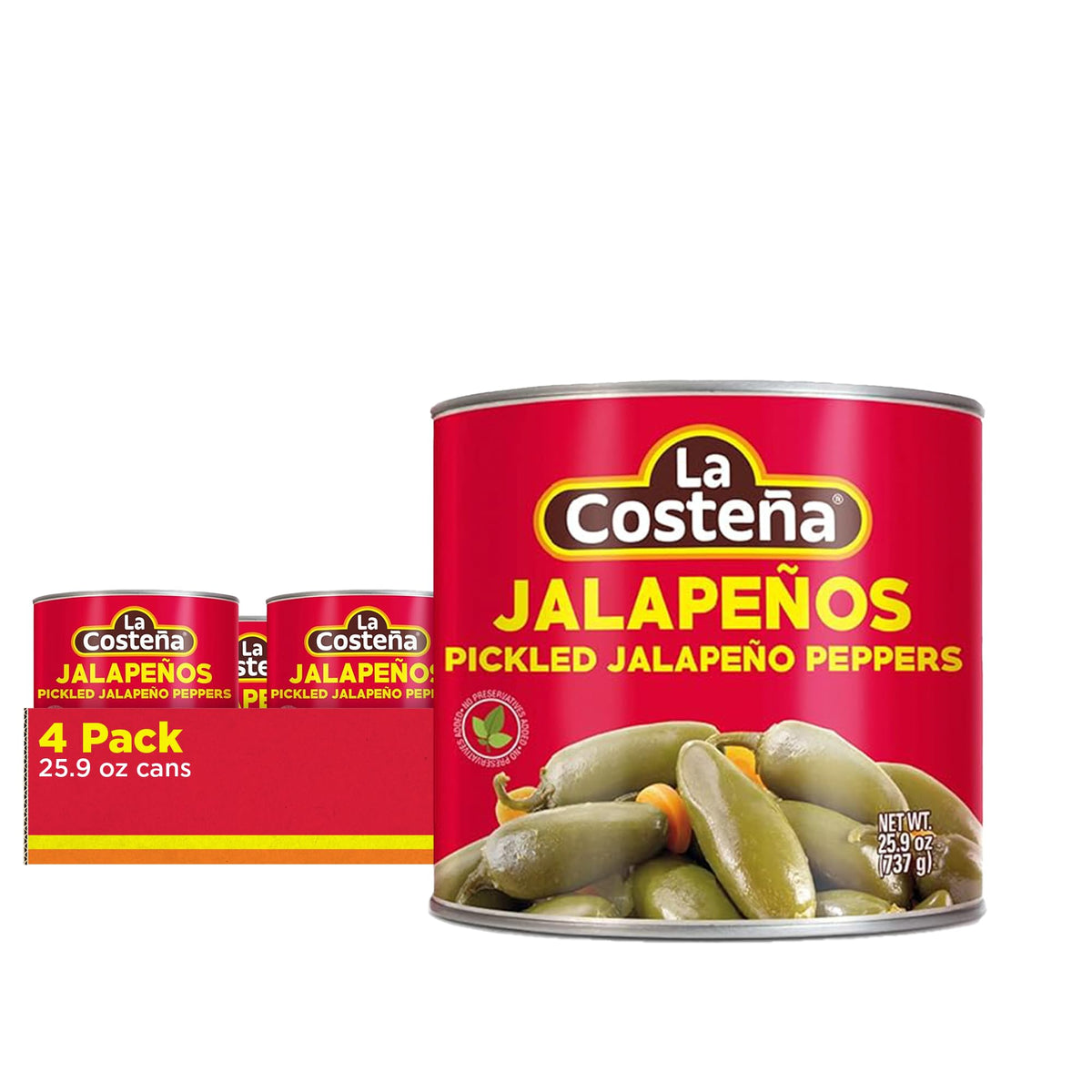 La Costeña whole pickled jalapeños in a jar offer bold flavor for toppings.