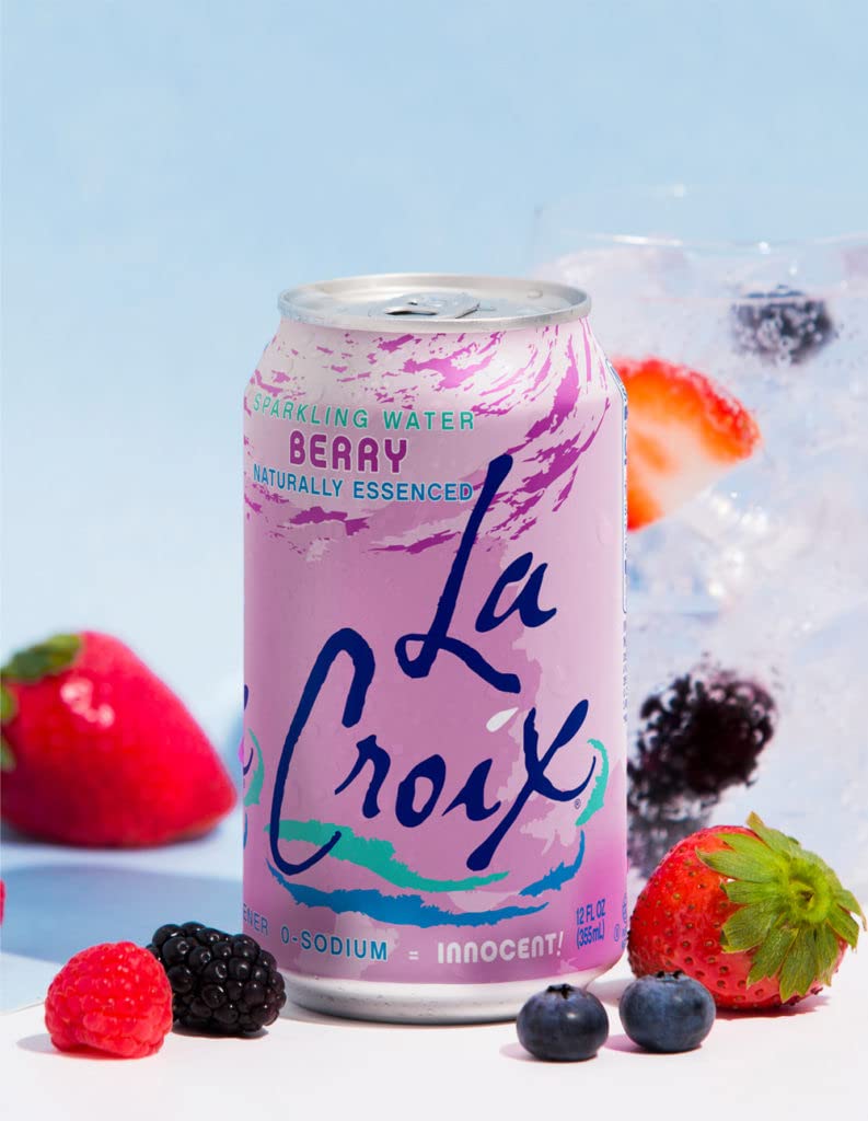 Fridge display of La Croix Berry cans for quick, calorie-free refreshment
