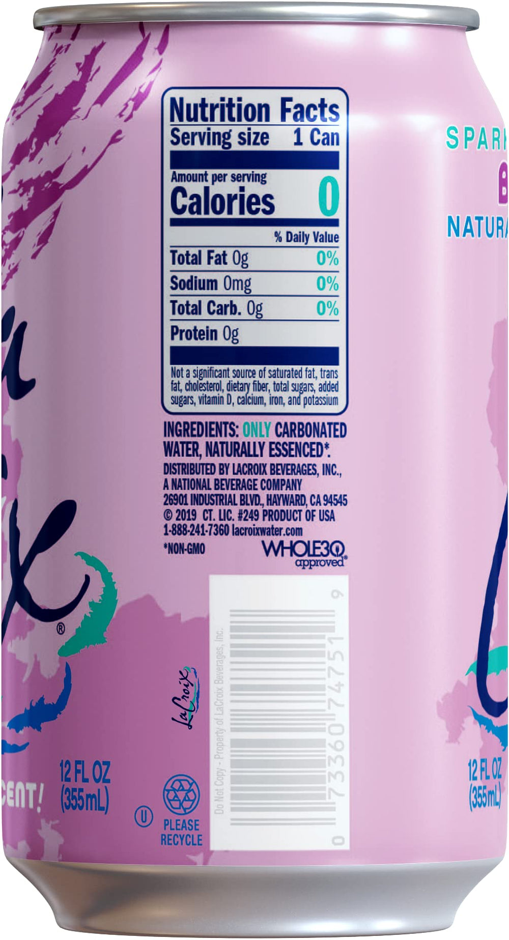 La Croix Berry eight-pack front view, convenient zero-calorie refreshment.