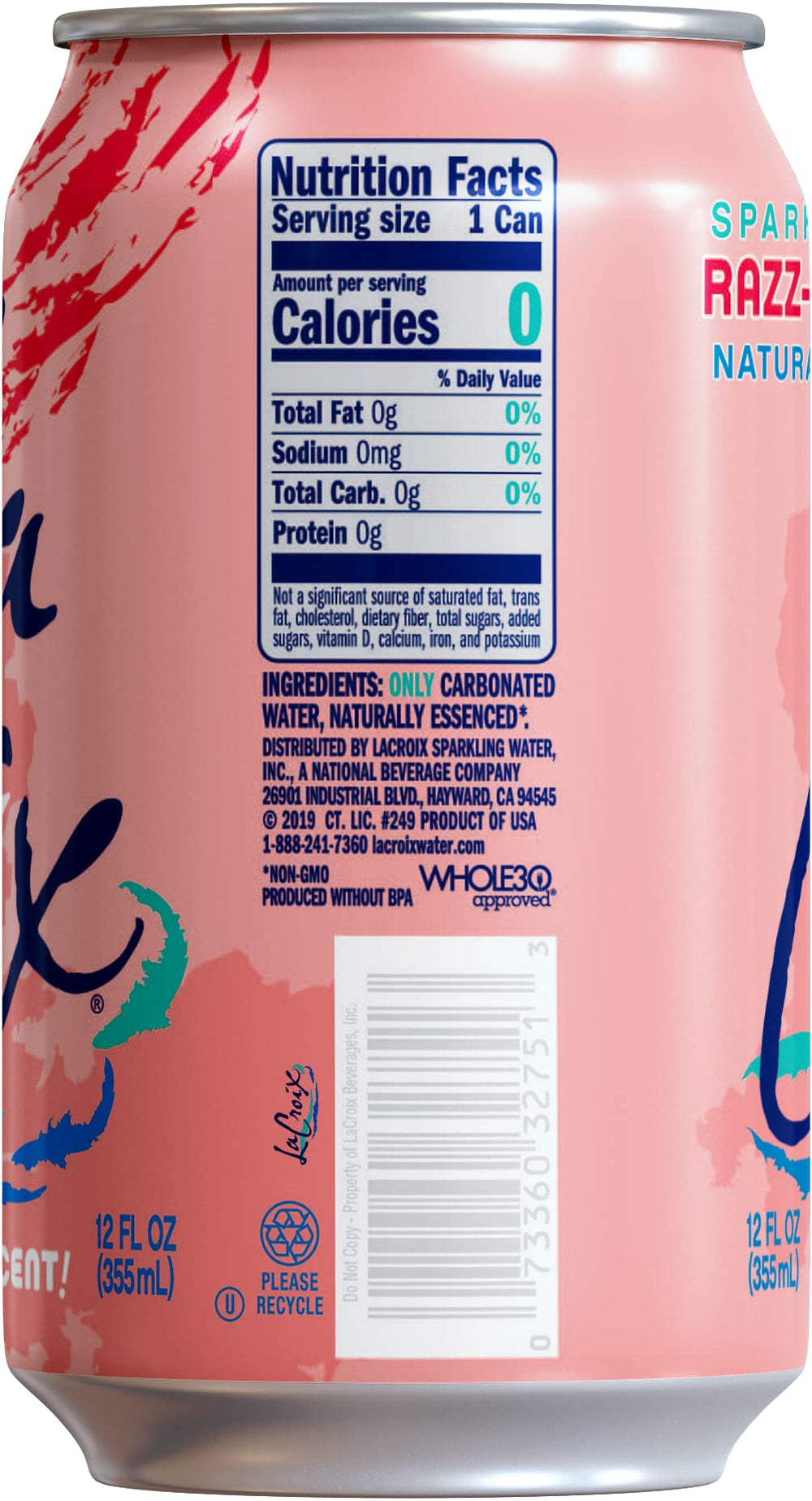 La Croix Cran-Raspberry can side angle showcasing sleek recyclable packaging.