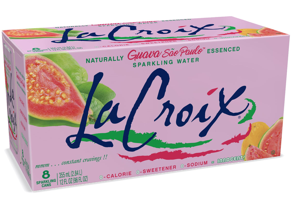 La Croix Guava Sao Paulo bottle highlights tropical flavor and zero calories.