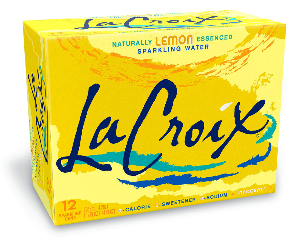 La Croix Lemon sparkling water bottle with bright citrus aroma and crisp bubbles