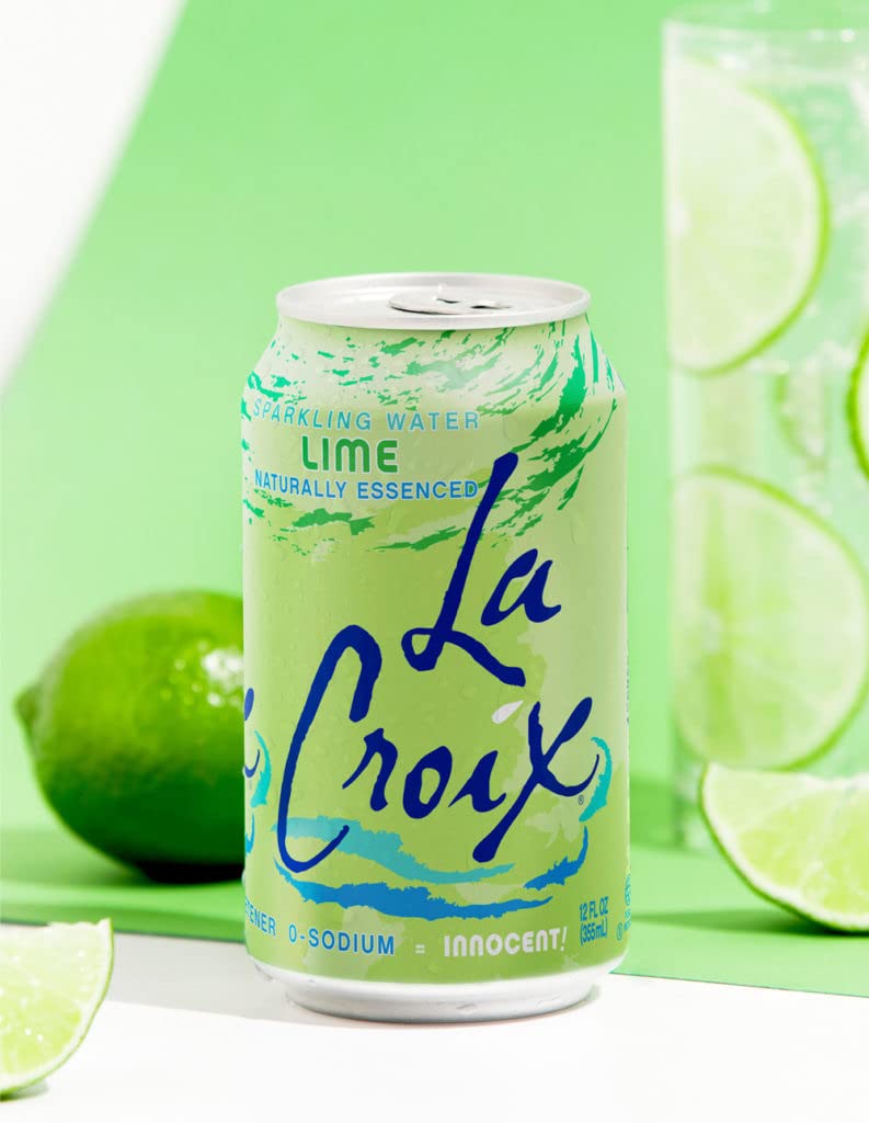 La Croix Lime cans on shelf, ready for family gatherings.