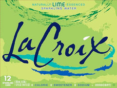 La Croix Lime glass with lime slice, chilled and ready to enjoy.