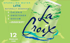 La Croix Lime label detail highlighting natural essences.