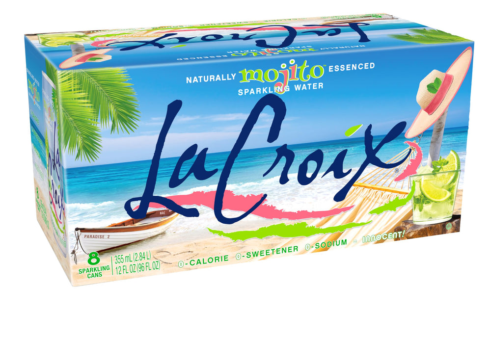La Croix Mojito bottle pour offers refreshing zero-calorie hydration.