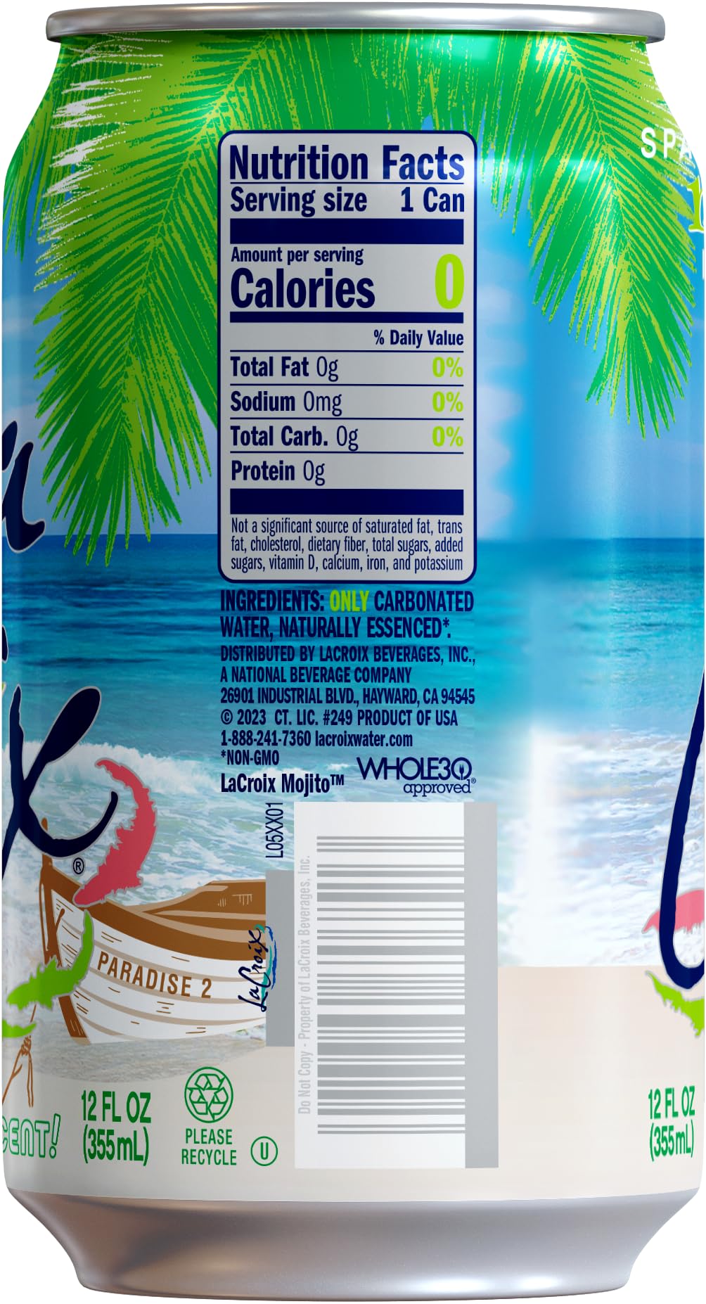 La Croix Mojito can front view showcases bright minty flavor.