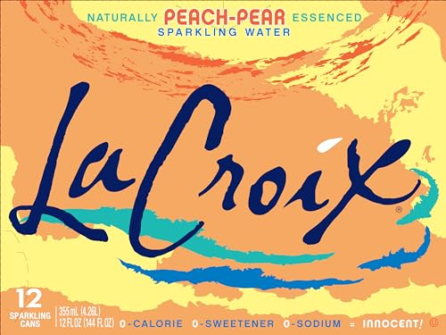 La Croix Peach-Pear pack front showing recyclable can design for eco-conscious shoppers.