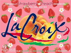 La Croix Strawberry Peach bottle offers refreshing taste with zero calories.