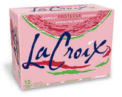 La Croix Watermelon Sparkling Water 12-pack can showing zero calories and zero sweeteners as a refreshing option