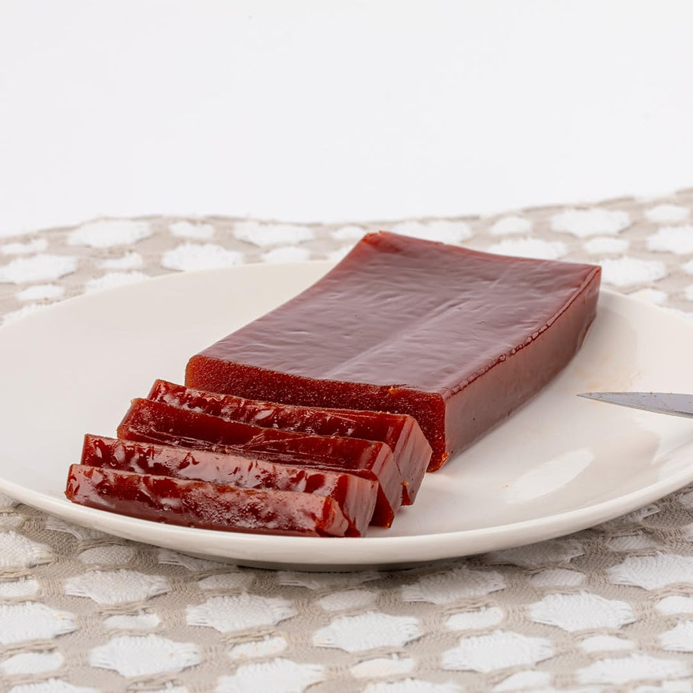 La Cubanita sugar free guava paste texture closeup, thick consistency ideal for desserts.