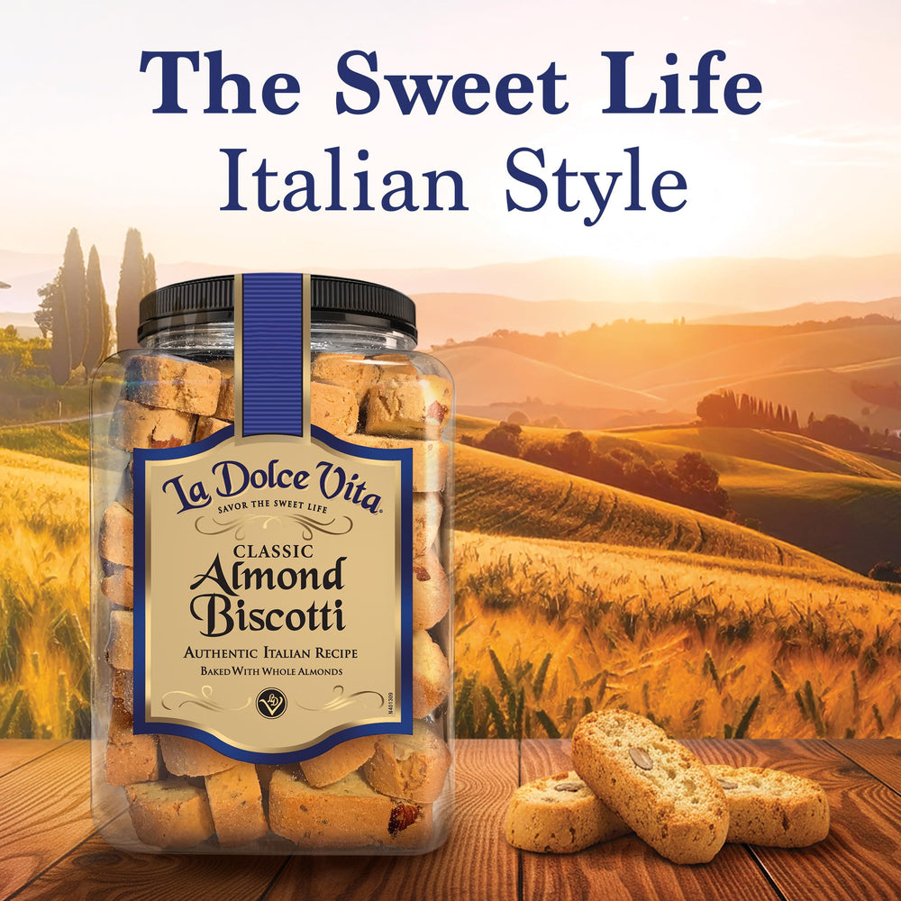 La Dolce Vita pantry jar ready for quick coffee-time snacking.