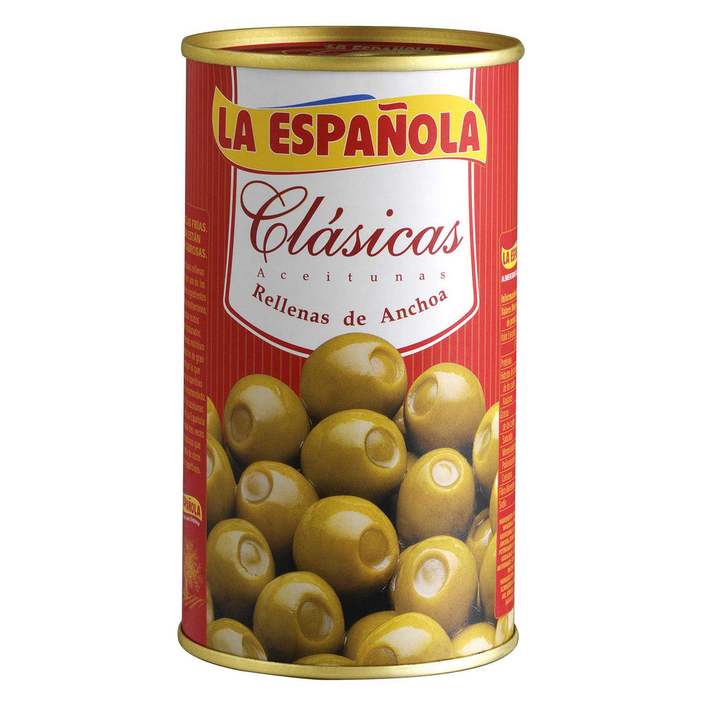 La Espanola Clasicas green olives stuffed with anchovies for antipasti and cheese boards