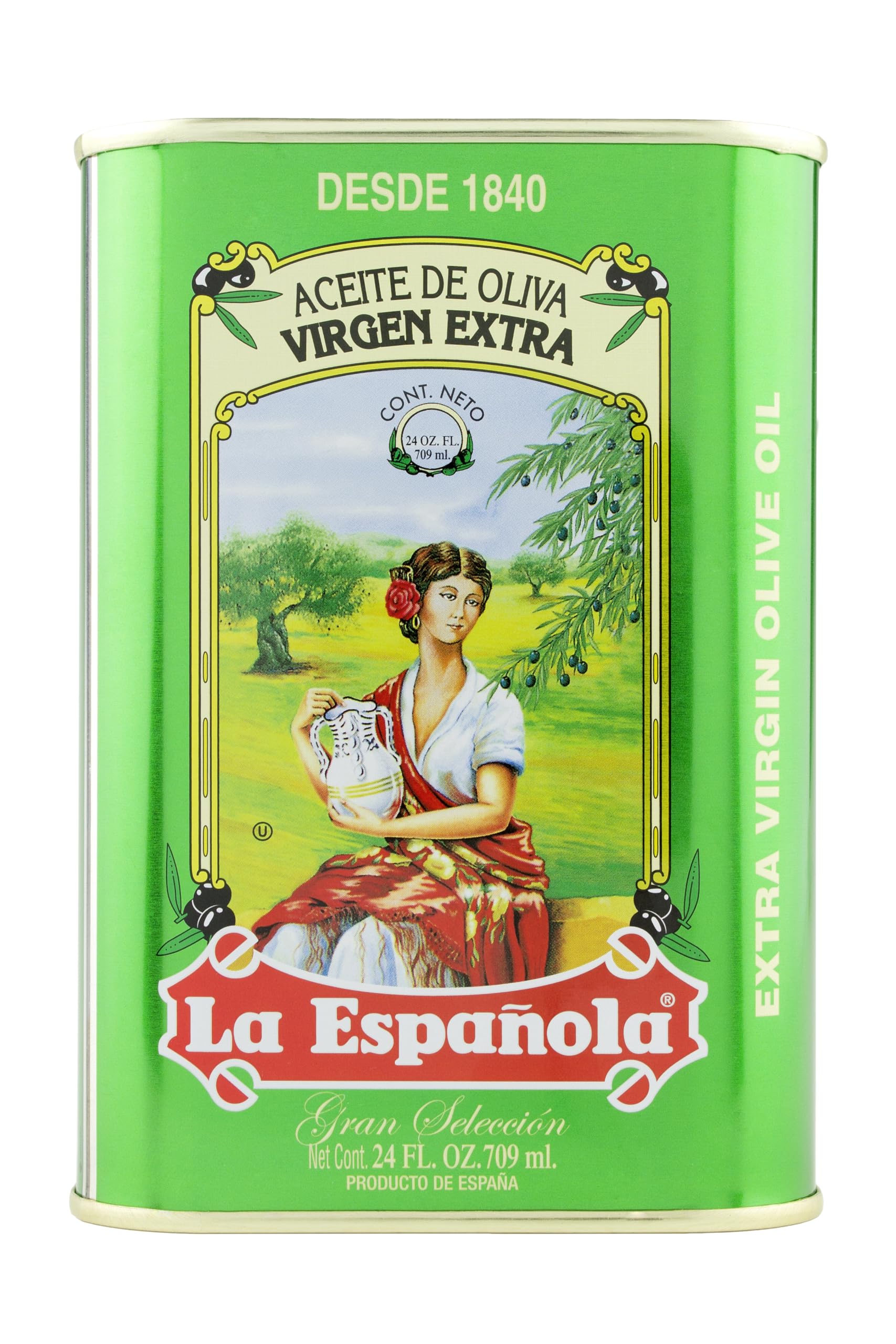 La Española EVOO tin packaging protects freshness from light