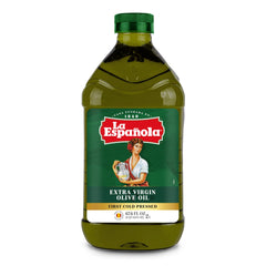 La Española bottle of first cold pressed olive oil highlights robust flavor for everyday cooking.