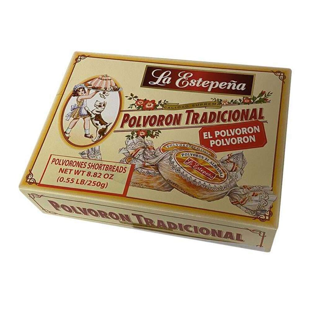 La Estepena Polvoron traditional 250g pack with crumbly texture for festive sharing.