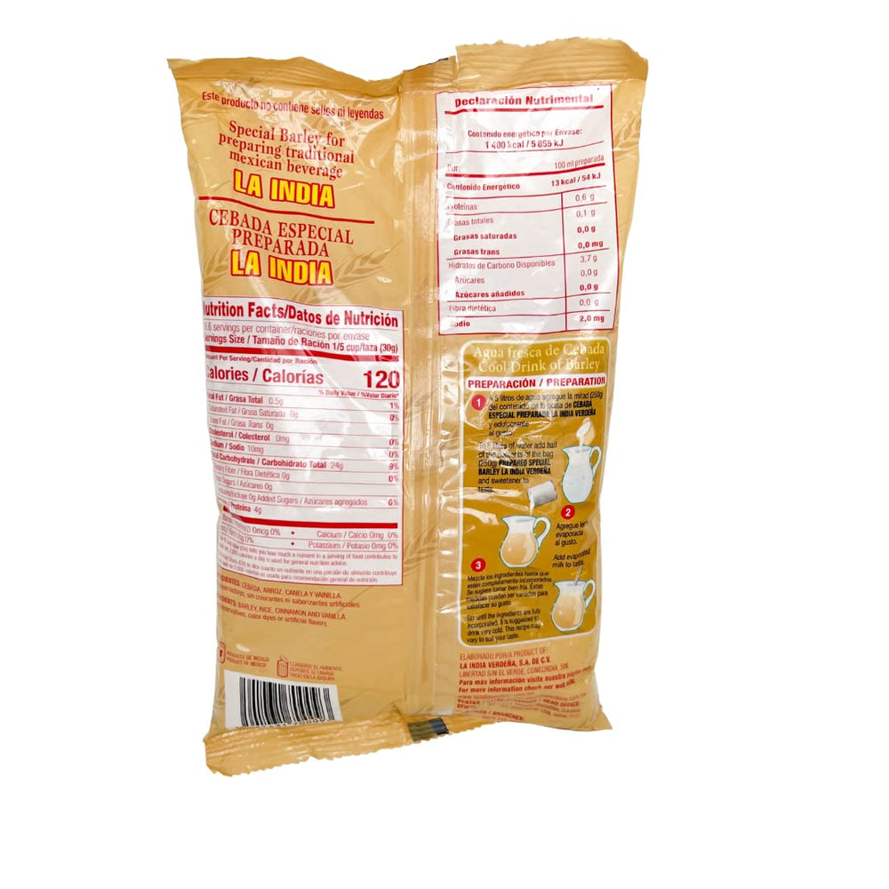 La India Verdena barley scoop shows ready-to-use grains for easy cooking