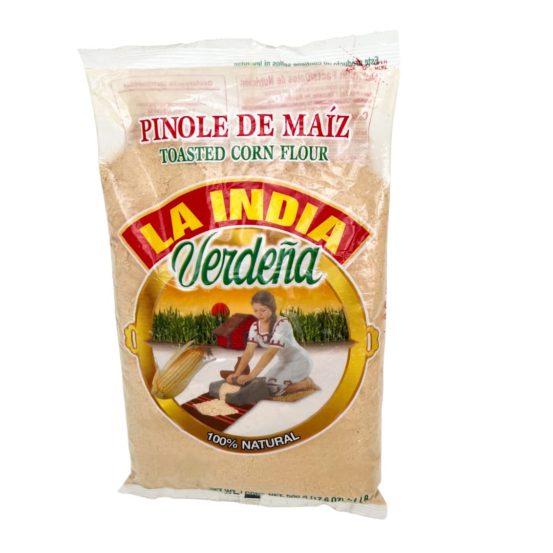La India Verdena pinole ingredients showing a simple, natural base for recipes.