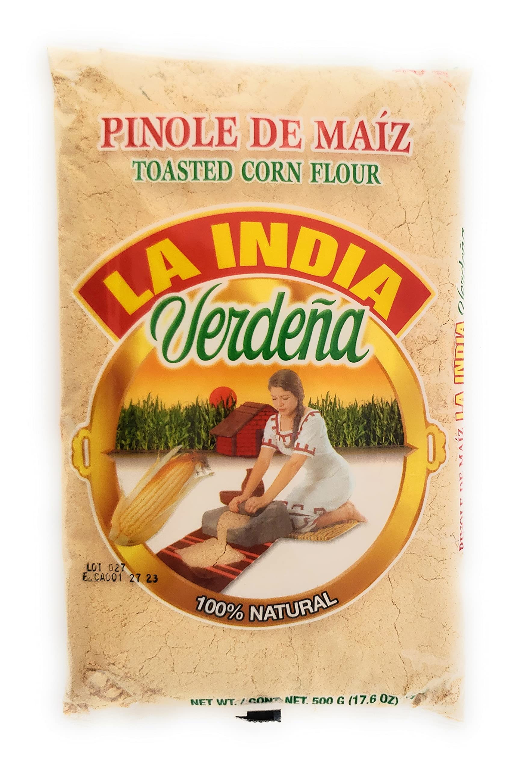 La India Verdena pinole poured into milk for creamy, corn-forward flavor.
