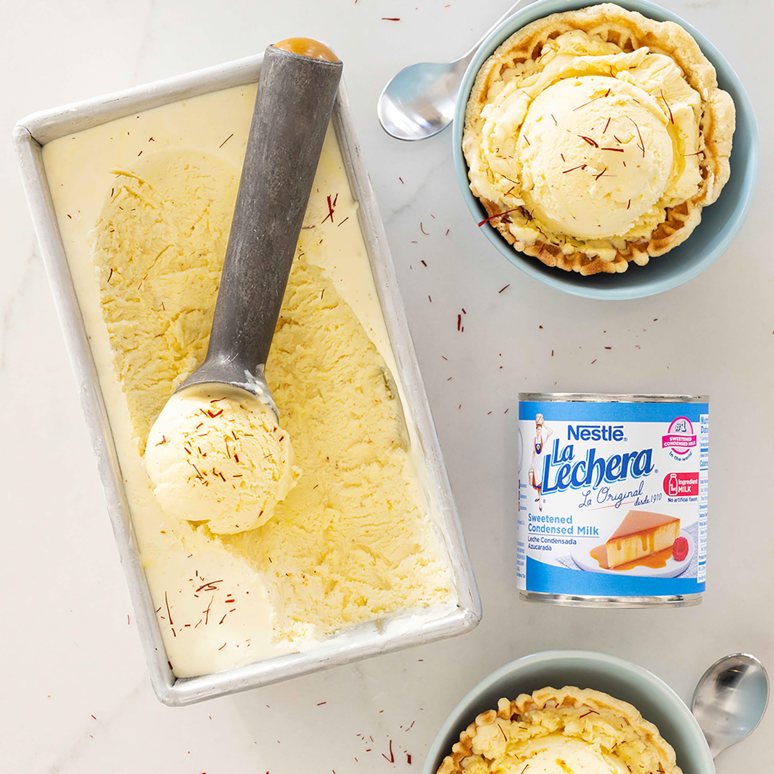 Dessert topping with La Lechera for flan or tres leches.