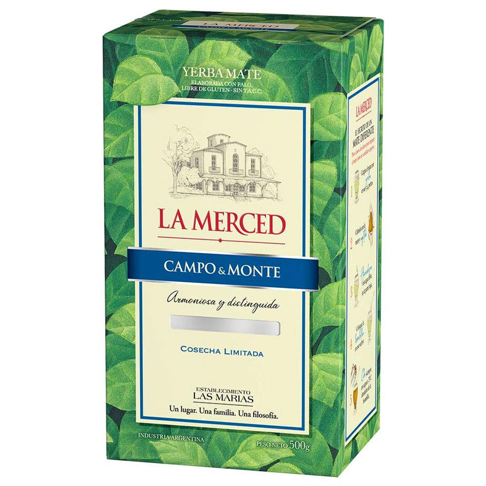 La Merced Monte & Campo yerba mate 500g bag ready for ritual preparation, enhancing focus and energy.