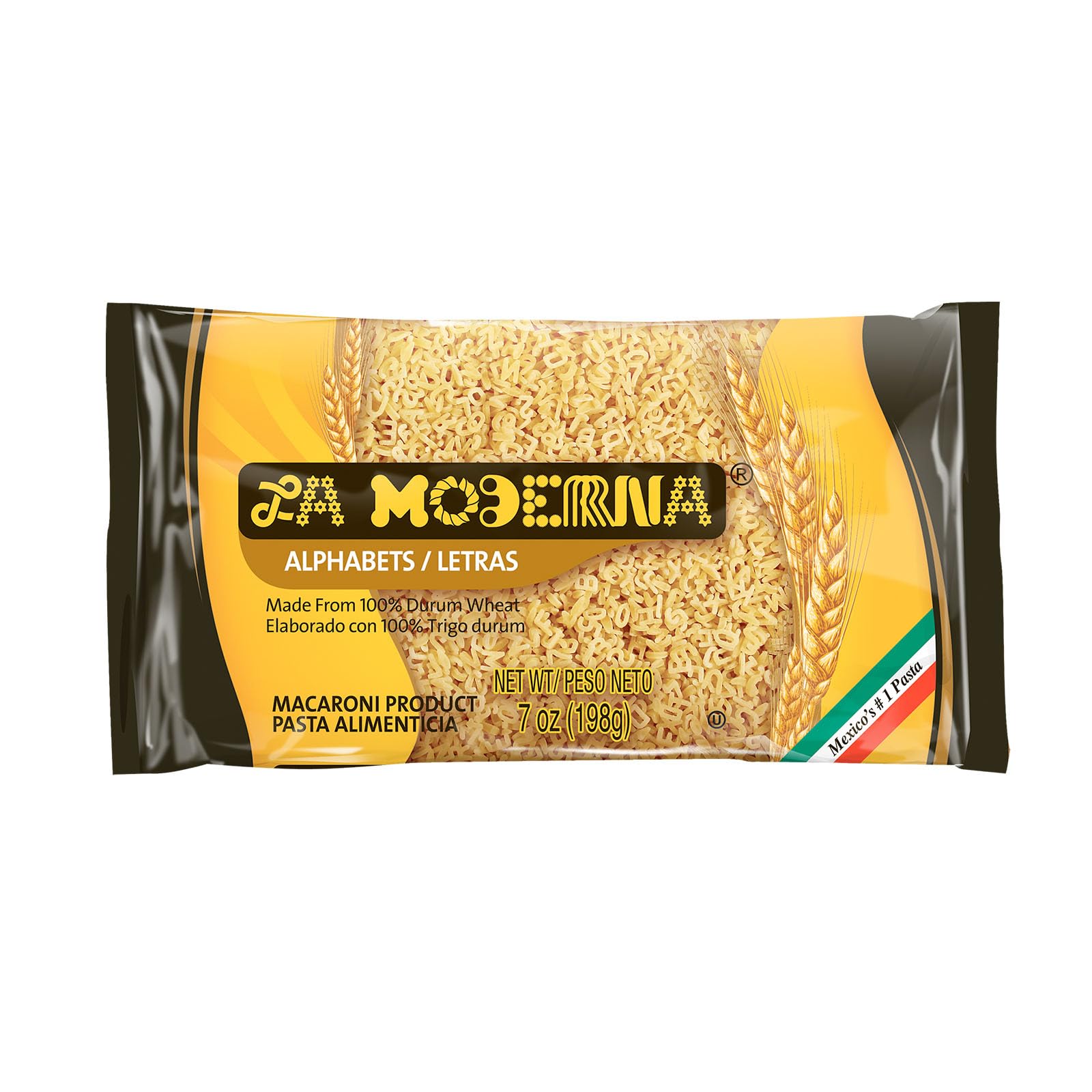La Moderna Alphabet Letras Pasta in a bowl with playful shapes