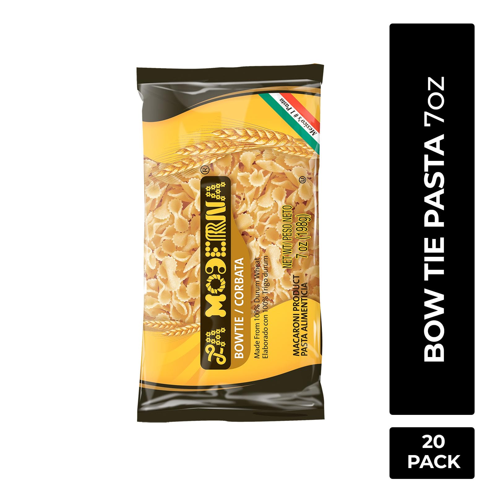 La Moderna enriched durum wheat pasta cooks in 3–5 minutes.