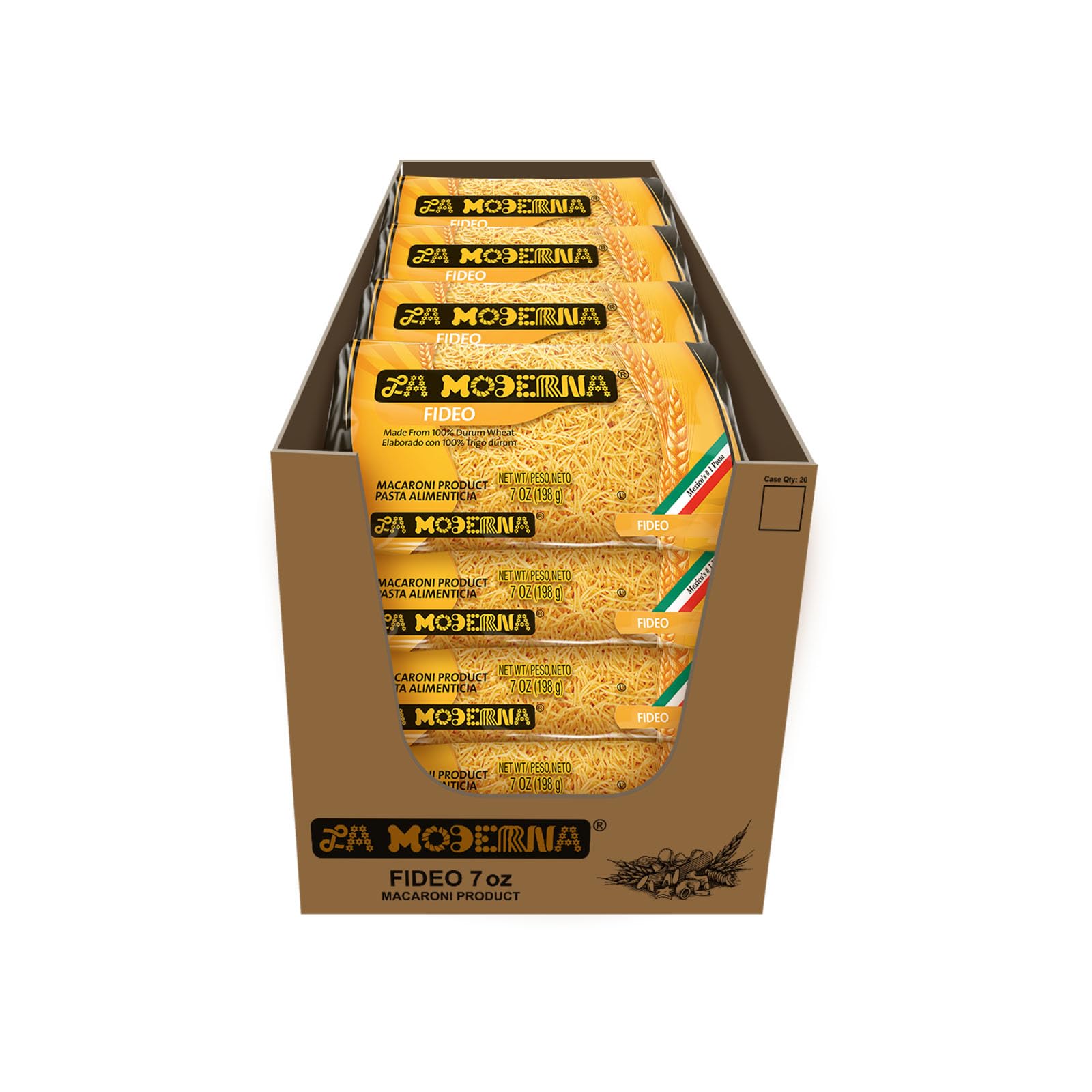 La Moderna noodles bulk 7oz pack ideal for family meals.