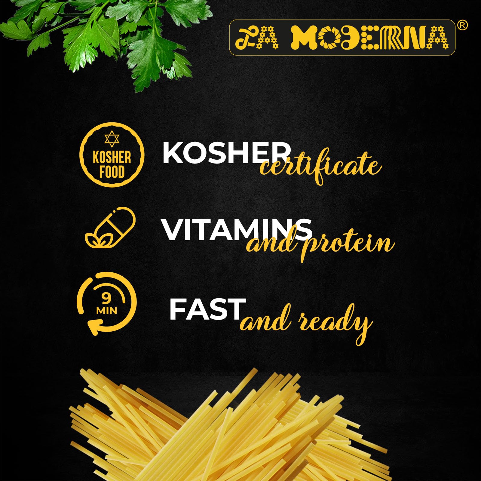 La Moderna serving bowl with fideos in light broth.