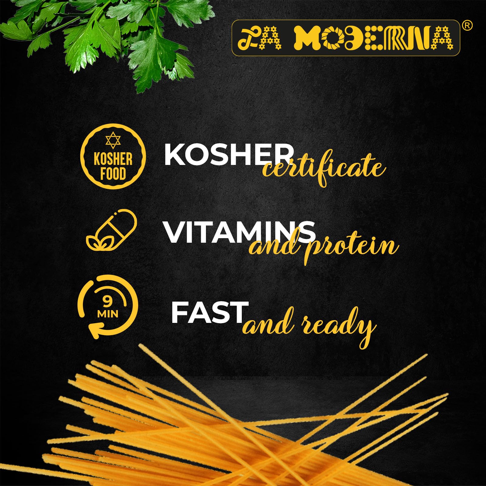 La Moderna spaghetti ready to serve with rich sauce.