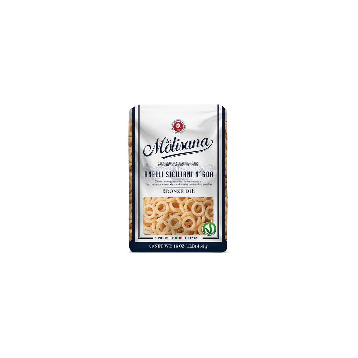 La Molisana Anellini Siciliani pasta in a bowl, ideal with light tomato sauce.