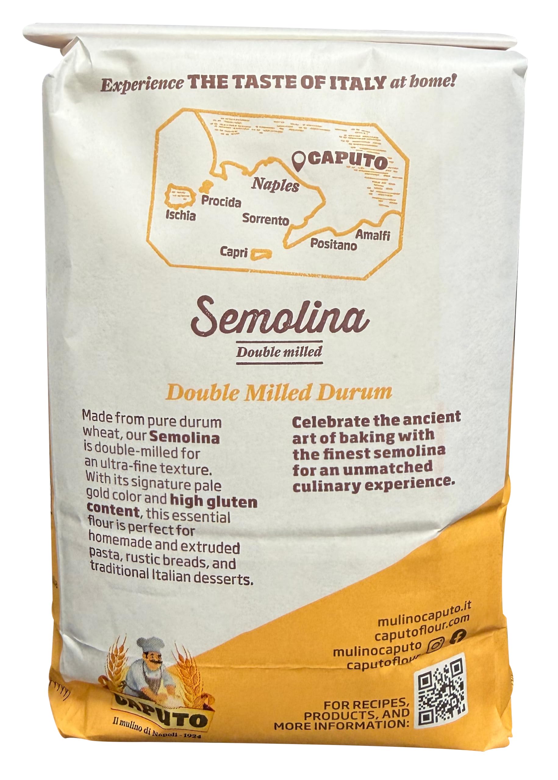 La Molisana durum semolina flour shows yellow color and elasticity