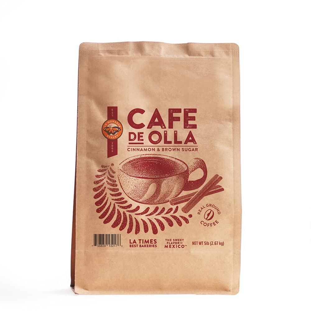 La Monarca Bakery Café de Olla ground coffee 5 lb bag for rich morning brews