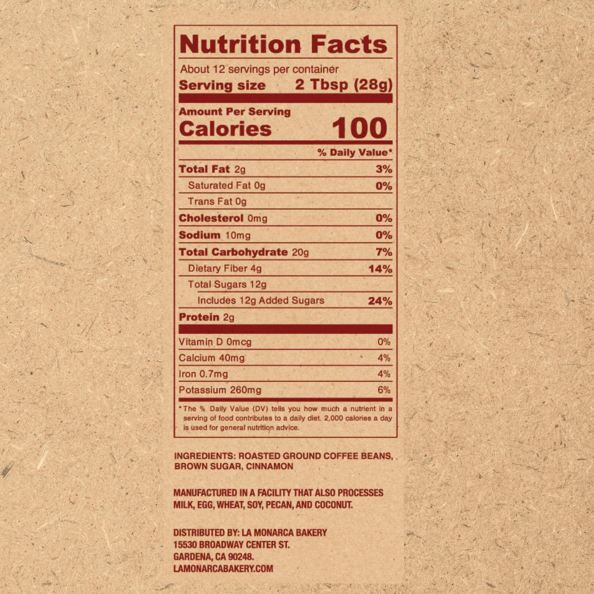 La Monarca Café de Olla ground coffee pack back detail.