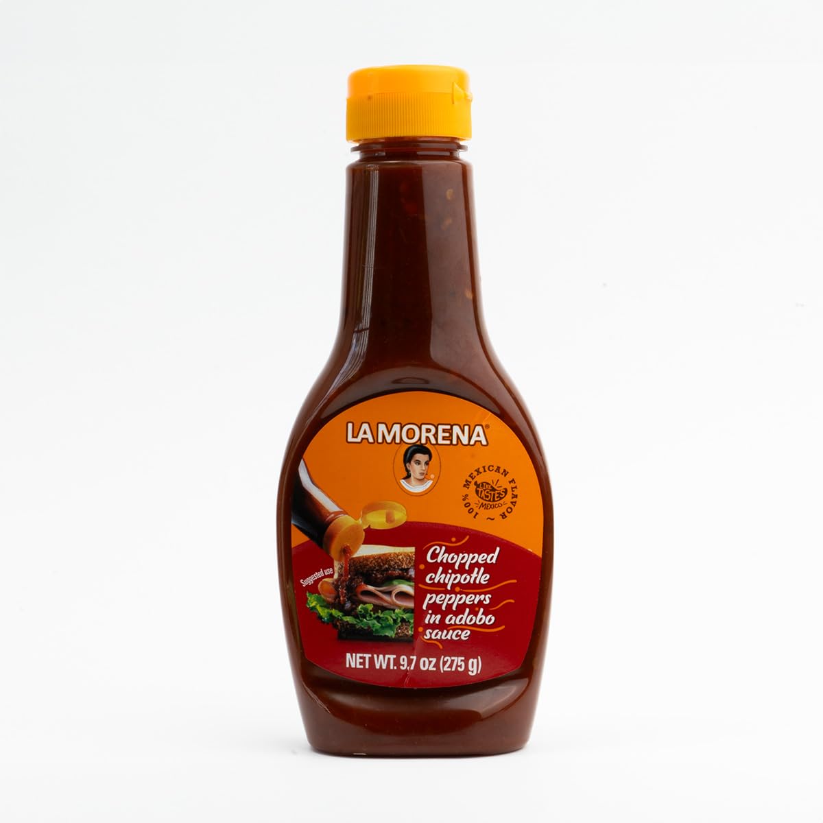 La Morena chopped chipotle peppers in adobo can front view for pantry access.