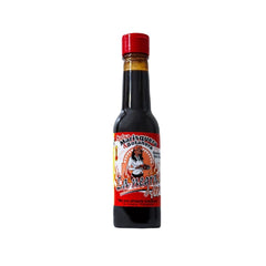 La Negra Va hot salsa label closeup shows bold, versatile flavors.