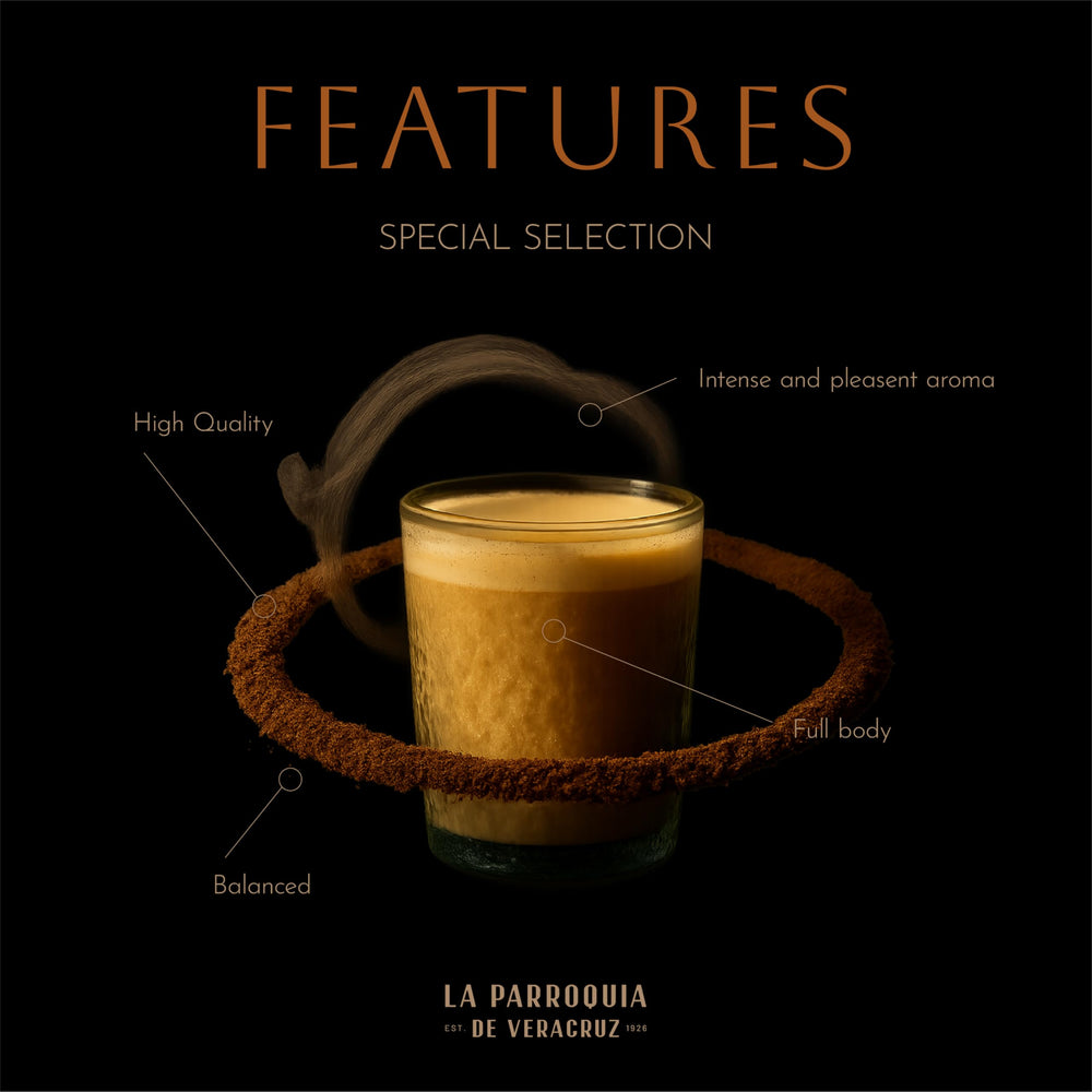 La Parroquia Veracruz brewed cup steam captures bold flavor and full body.