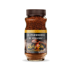 La Parroquia de Veracruz Café de Olla packaging shows premium instant coffee for quick mornings.
