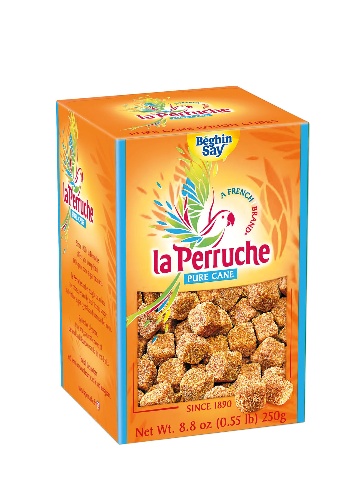 La Perruche Pure Cane Brown Sugar Cubes box for premium coffee sweetness