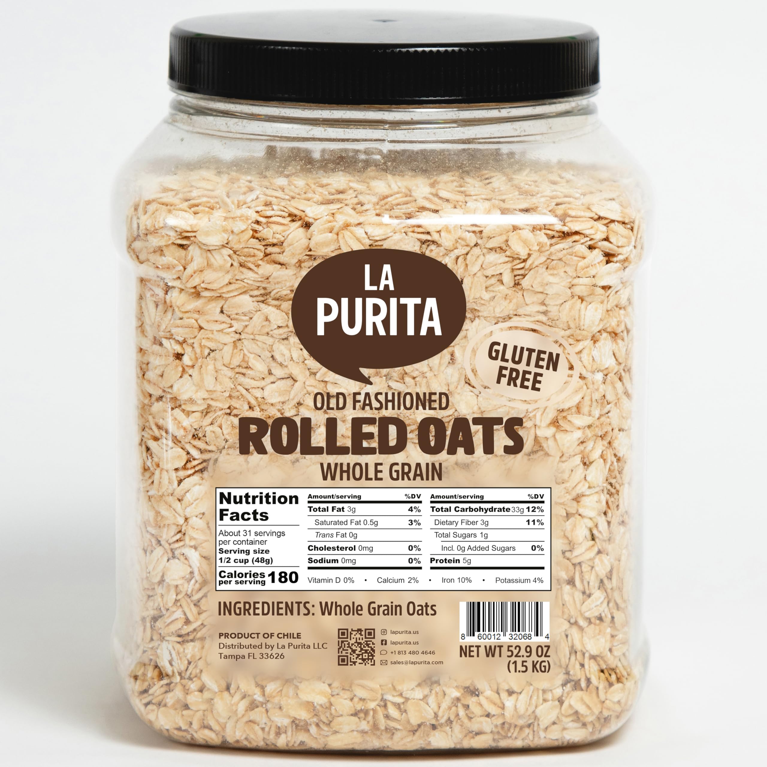 La Purita gluten free oats bag front for gluten sensitive breakfasts
