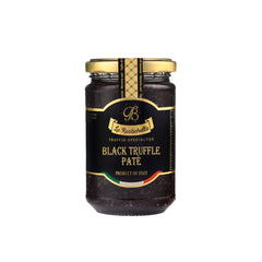 La Rustichella black truffle pâté jar close-up, inviting rich flavor enhancement
