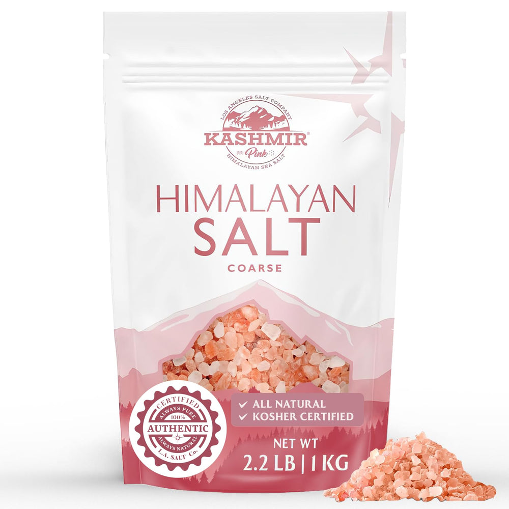 LA SALT CO Kashmir pink Himalayan salt crystals close-up highlighting natural mineral colors
