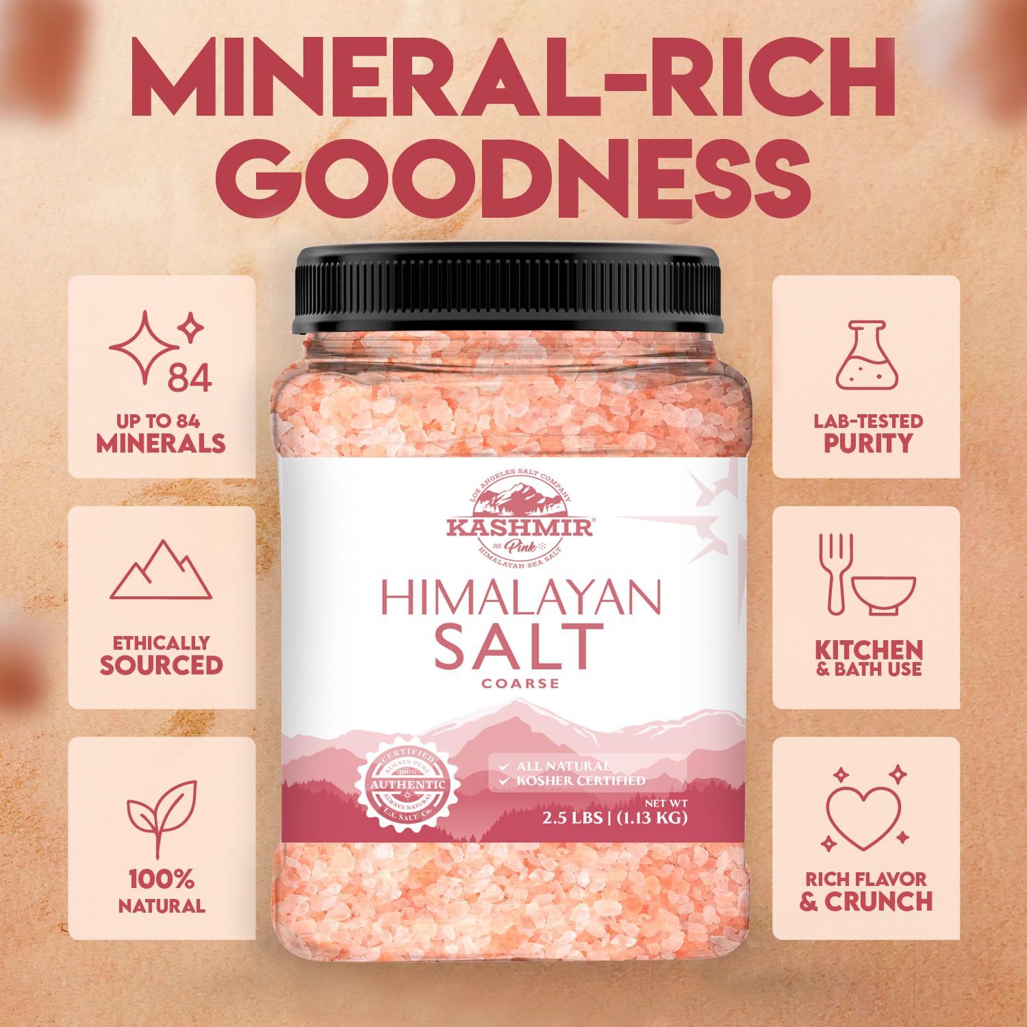 LA SALT CO Kashmir Pink Himalayan salt bath scene, soothing relaxation ritual at home.