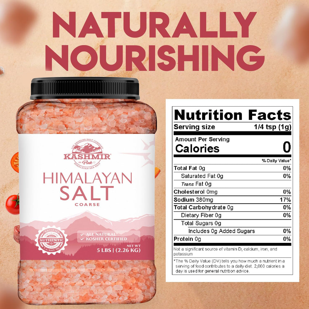 LA SALT CO Kashmir pink salt coarse crystals ideal for grinders and seasoning.