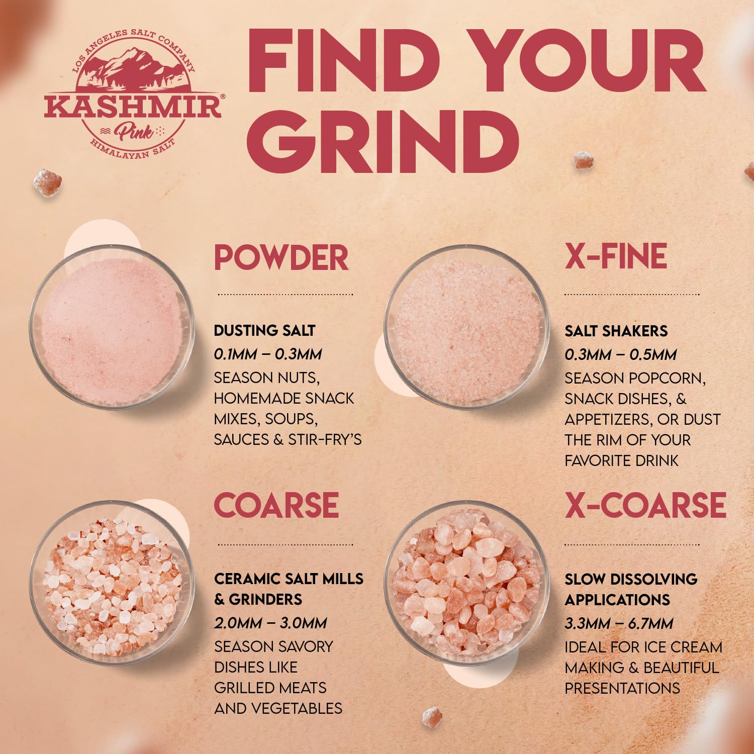 LA SALT CO Kashmir Pink Himalayan salt jar spice-mill ready for precise seasoning.